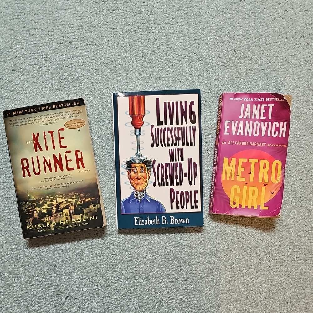 Books: KITE RUNNER, LIVING SUCCESSFULLY WITH SCREWED-UP PEOPLE, METRO GIRL